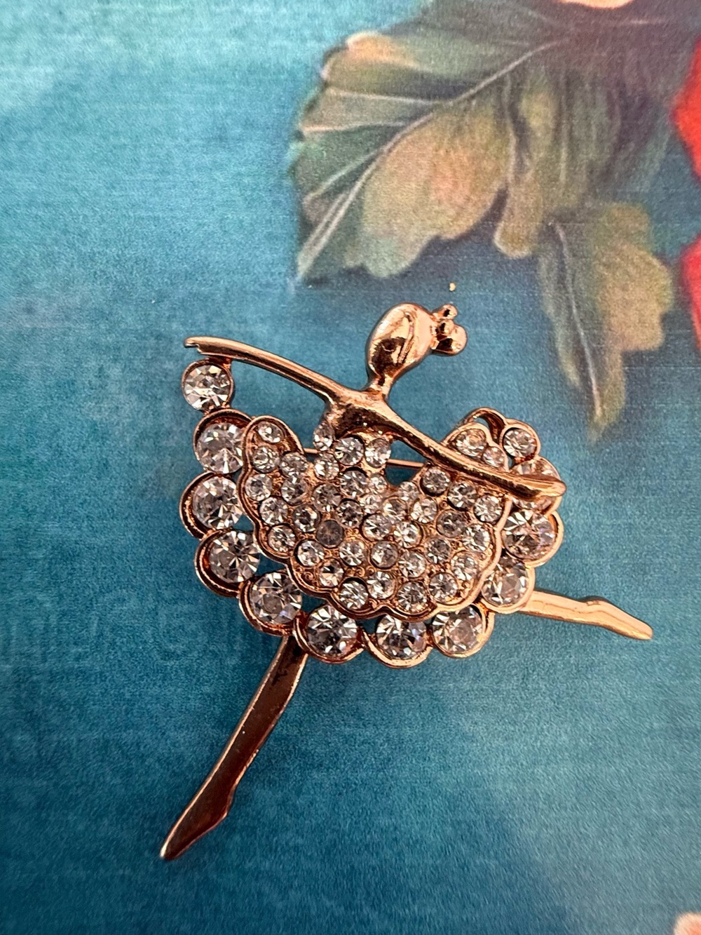 Crystal Ballerina Brooch in Rose Gold